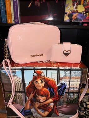 Juicy Couture Light Pink Patent Crossbody Bag with Matching Wallet